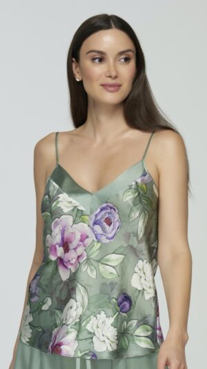 sku: S23-00SS115 | Brand: Marc Andre  | Size: 36 38 40 42 44 46  | Colors: Зеленый/Розовый  | Бренды Marc&Andre | Домашняя одежда Топ домашний | Title: Топ SILK PEONY