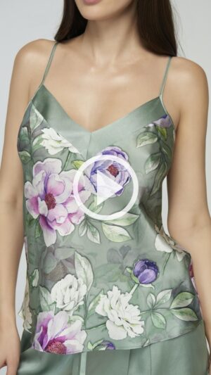 sku: S23-00SS115 | Brand: Marc Andre  | Size: 36 38 40 42 44 46  | Colors: Зеленый/Розовый  | Бренды Marc&Andre | Домашняя одежда Топ домашний | Title: Топ SILK PEONY