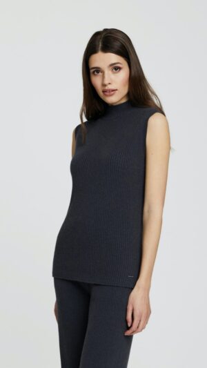 sku: W23-00CH0805 | Brand: Marc Andre  | Size: 36 38 40 42 44  | Colors: Серый  | Бренды Marc&Andre | Кашемир Джемперы | Title: Водолазка без рукавов ELEGANT CONTUR
