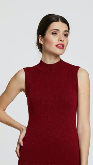 sku: W23-00CH1905 | Brand: Marc Andre  | Size: 36 38 40 42 44  | Colors: Красный  | Бренды Marc&Andre | Кашемир Джемперы | Title: Водолазка без рукавов HIDDEN DIAMOND