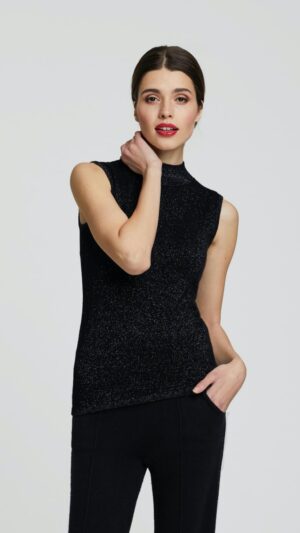 sku: W23-00CH2005 | Brand: Marc Andre  | Size: 36 38 40 42 44  | Colors: Черный  | Бренды Marc&Andre | Кашемир Джемперы | Title: Водолазка без рукавов HIDDEN DIAMOND