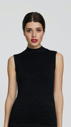 sku: W23-00CH2005 | Brand: Marc Andre  | Size: 36 38 40 42 44  | Colors: Черный  | Бренды Marc&Andre | Кашемир Джемперы | Title: Водолазка без рукавов HIDDEN DIAMOND